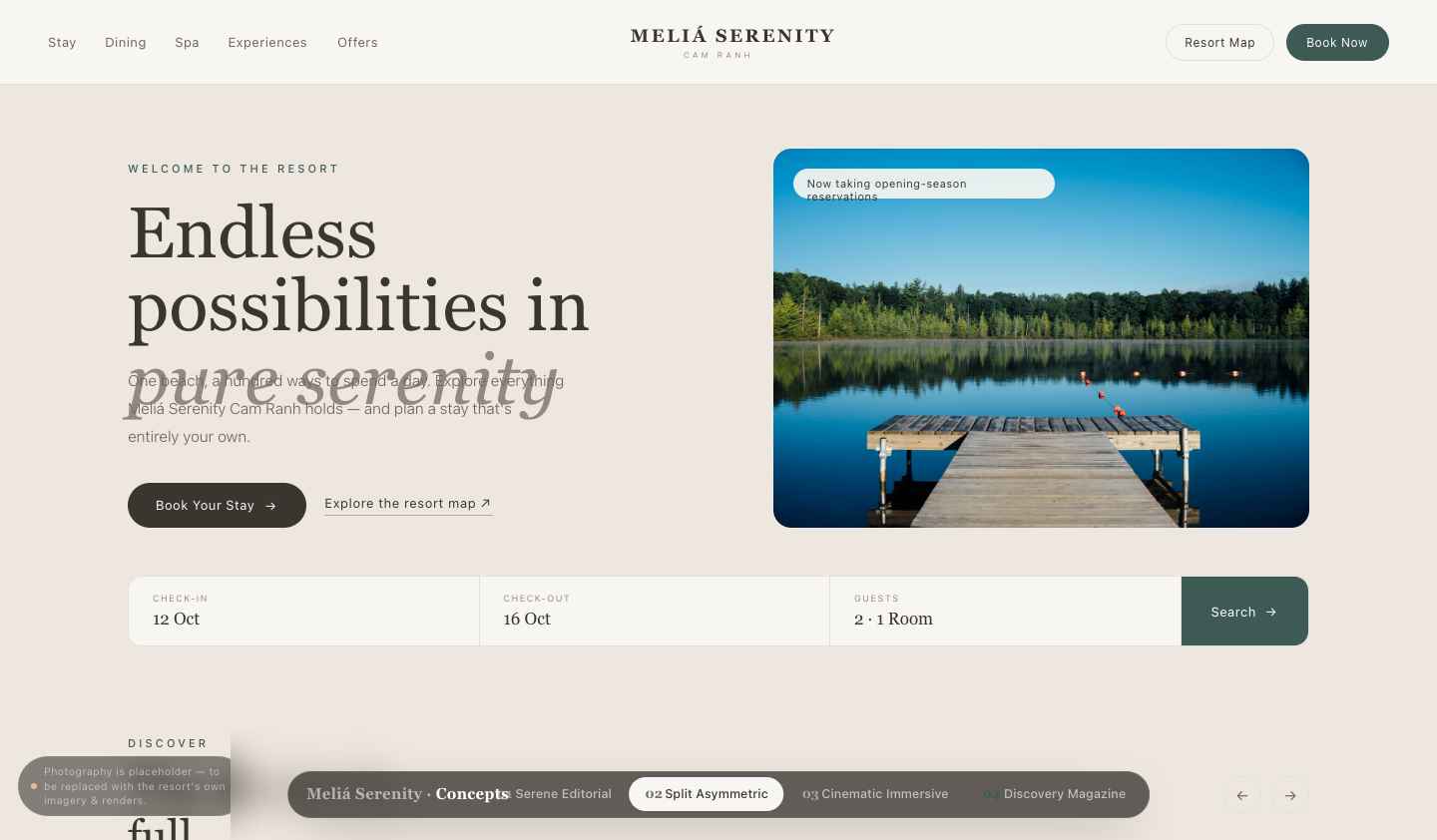 Split Asymmetric homepage concept